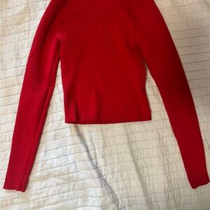 Sincerely Jules Red Ribbed Long-Sleeve Crewneck Top